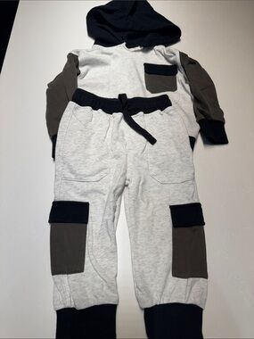 Little Bipsy Grey, Black & Olive Cargo Joggers